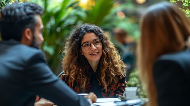 group shot of diverse business people disabled woman on wheelchair chatting with colleagues : Generative AI - Powered by Adobe