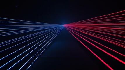 Obraz premium Abstract Red and Blue Laser Lines on Black Background