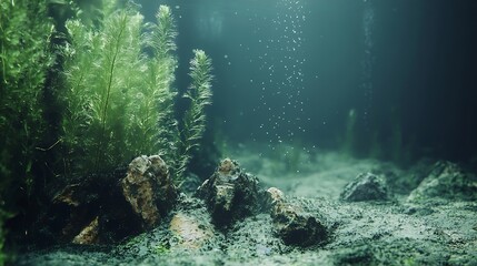 Fototapeta premium Dirty aquarium with algae and it has murky : Generative AI