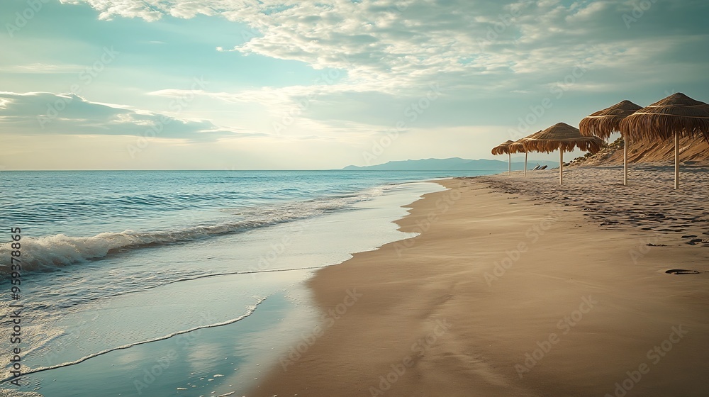 Wall mural empty beach on south of spain : generative ai