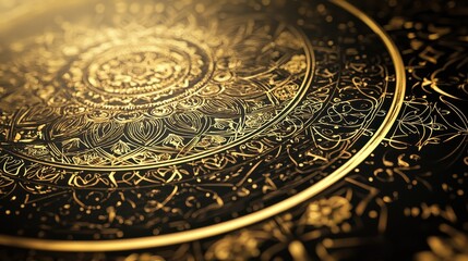 Obraz premium Golden Arabic Calligraphy Pattern on Black Background