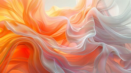 Obraz premium Abstract Swirling Orange and White Fabric