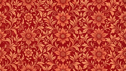 Fototapeta premium Red floral pattern seamless design perfect for fabric and wallpaper, flowers, seamless, red, pattern, floral, background