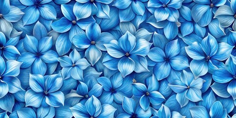 Seamless pattern featuring blue flower petals and leaves for PBR textures, blue, flower, petals, leaves, seamless, pattern