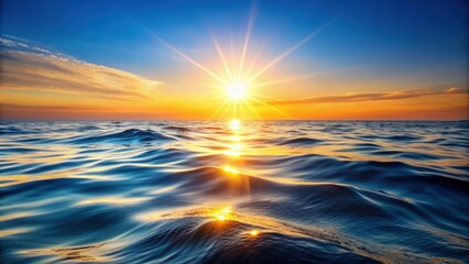 Obraz premium Sun shining in water with wave in background , sun, shining, water, wave, reflection, nature, sunny, ocean, peaceful, tranquil