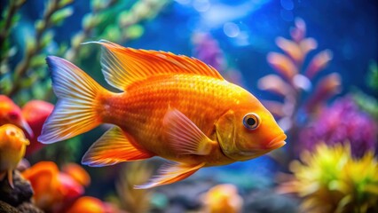 Obraz premium Orange colored fish swimming in a vibrant aquarium , aquarium, fish, orange, swimming, underwater, colorful, vibrant, marine life