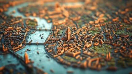 Naklejka premium Map of London UK world tourism travel destination : Generative AI
