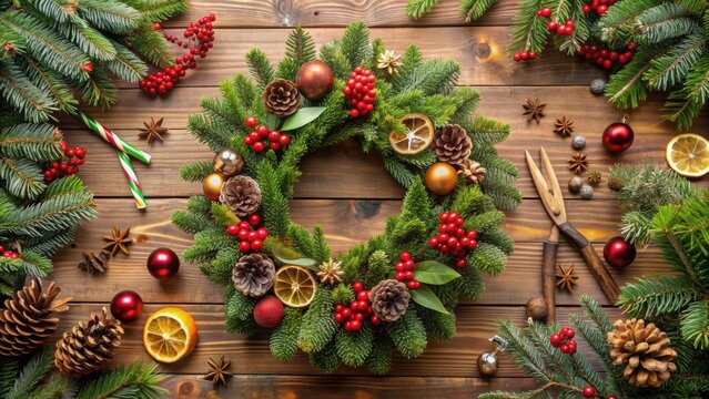 Wreath making workshop with festive decorations, Wreath, making, workshop, masterclass, festive, decorations, DIY, holiday