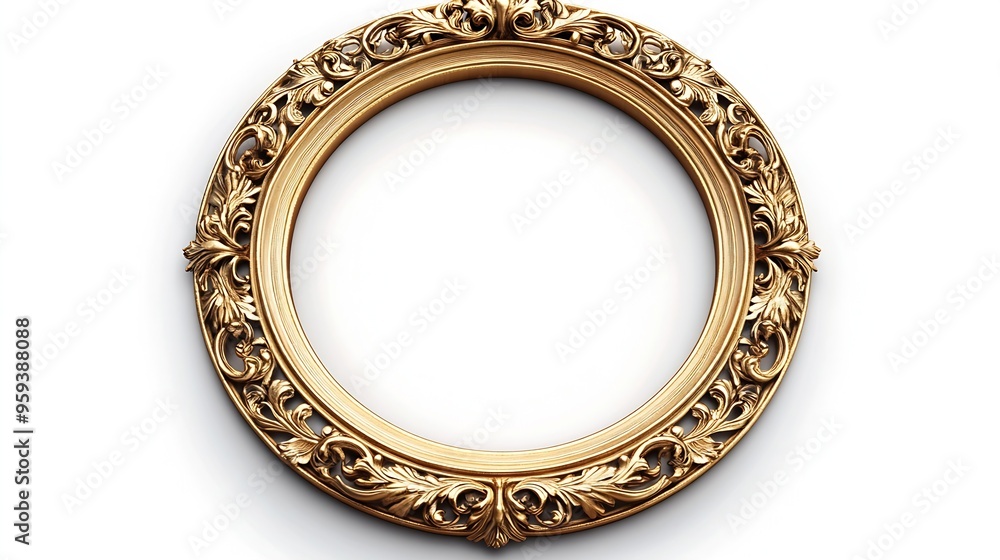 Aufkleber Old style vintage golden frame isolated on a white background : Generative AI