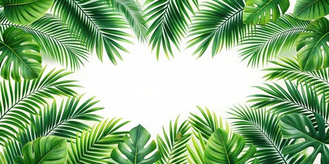 Tropical leaves border isolated on background, tropical, leaves, border, isolated,background, green, lush, foliage, botanical