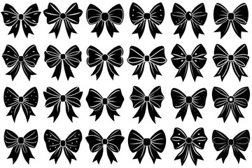 A set of black Christmas bow silhouettes