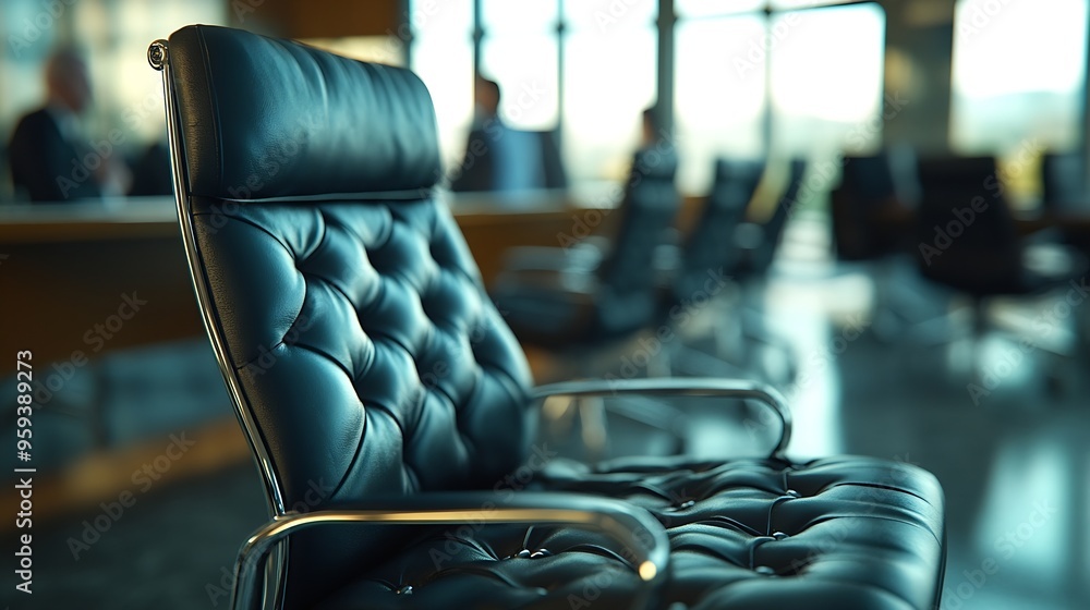 Poster group of business people discussing business in a meeting room with one empty chair : generative ai
