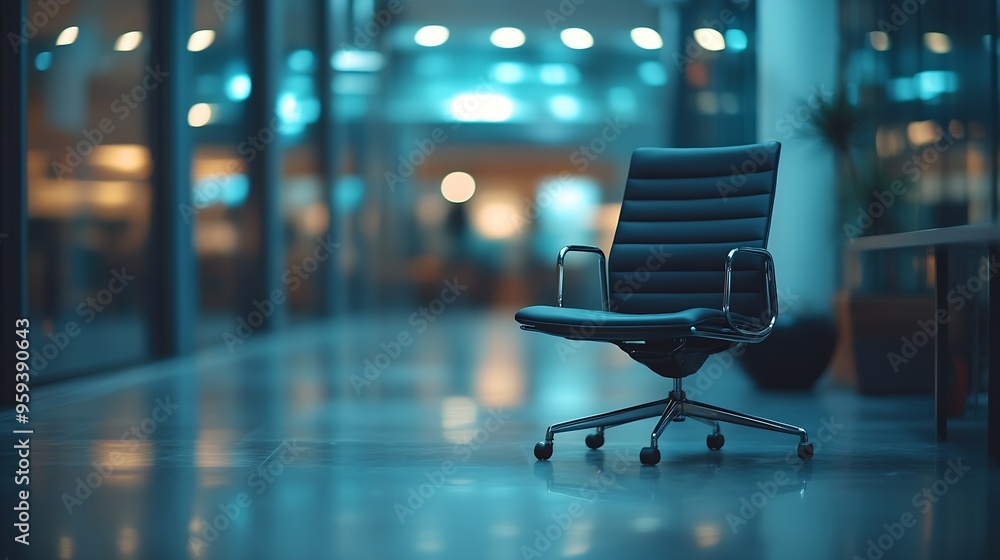 Aufkleber Blur focus of Interior of modern empty office buildingBlur Empty chair and desk in modern office : Generative AI