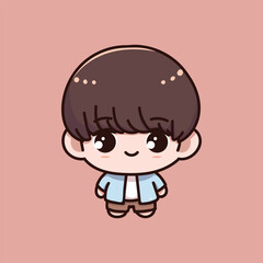 vector cute boy cartoon vector icon illustration. people fashion icon concept isolated premium