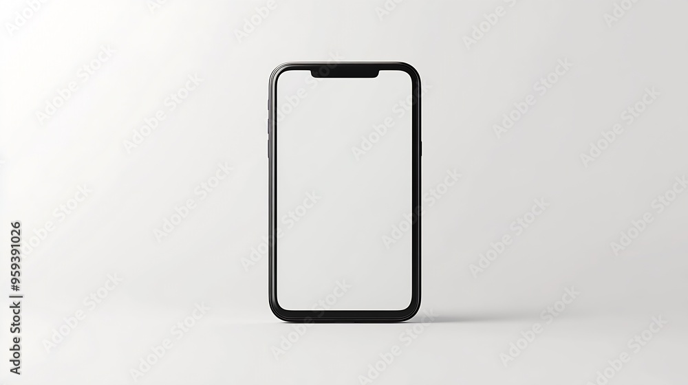 Fototapete Smartphone with a blank screen on a white background Smartphone mockup closeup isolated on white background : Generative AI
