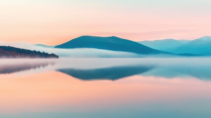 Fototapeta premium Misty Mountain Lake at Sunrise