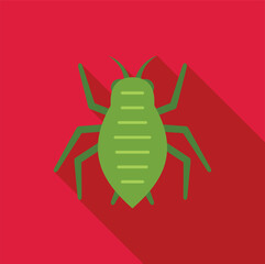 Green aphid insect pest bug icon illustration spreading on a red background