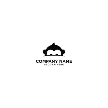 monkey logo design silhouette vector