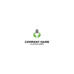 Simple fork leaf restaurant logo vector design