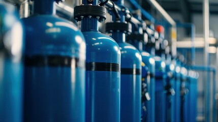 Blue Oxygen Tanks for Industry: Compressed Gas in an Oxygen Cylinder &ndash; Liquefied Oxygen Production in a Factory Environment