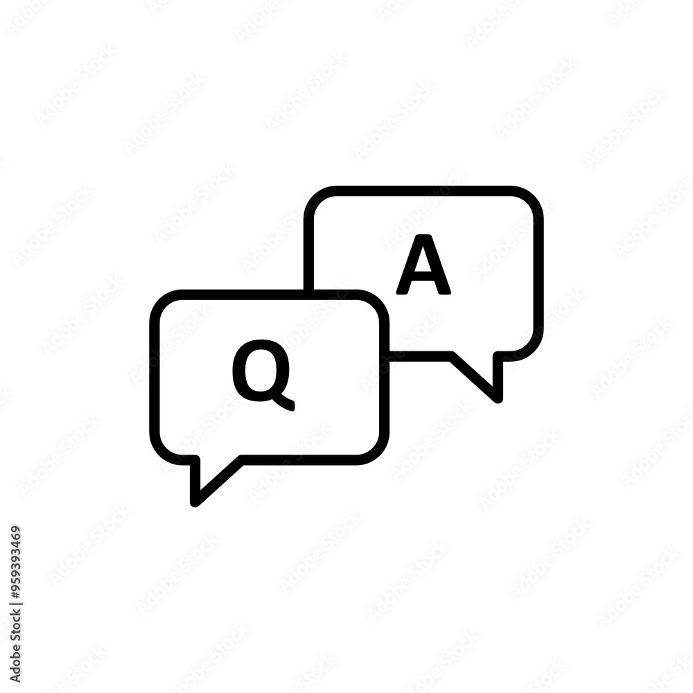 Poster question and answer icon vector, discussion speech bubble trendy style illustration for web and app.