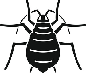Black and white icon of an aphid, a common plant parasite