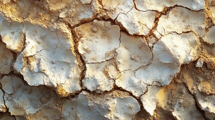 Fototapeta premium Cracked Dry Soil Surface with Sunlight Flickering on Textured Earth - Nature and Environment Concept