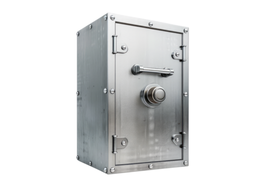 Metallic safe with combination lock Door Representing Security Protection isolated on transparent white background, clipping path