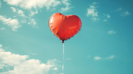 Fototapeta premium A red heart-shaped balloon floating in the air