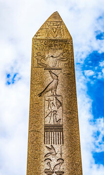 Egyptian hieroglyphs on Obelisk of Theodosius, Istanbul, Turkey. Obelisk originally brought from Egypt by Emperor Theodosius the Great in 324 AD. 