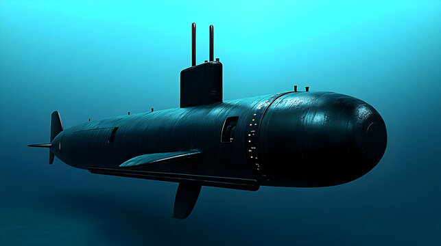 Black Submarine Underwater Close Up
