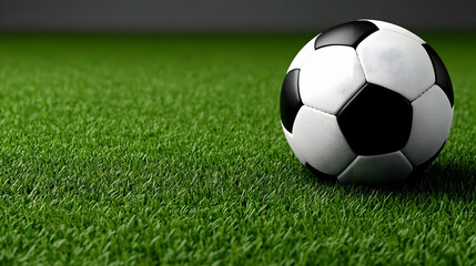 Fototapeta premium Soccer Ball on Green Grass Field