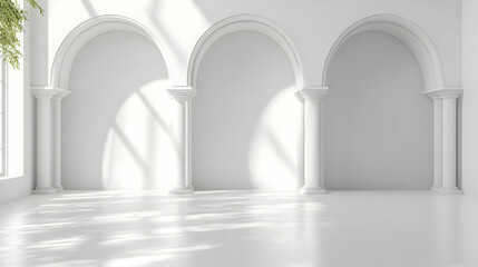 White Archway Room Interior Design Minimalist Architecture Columns