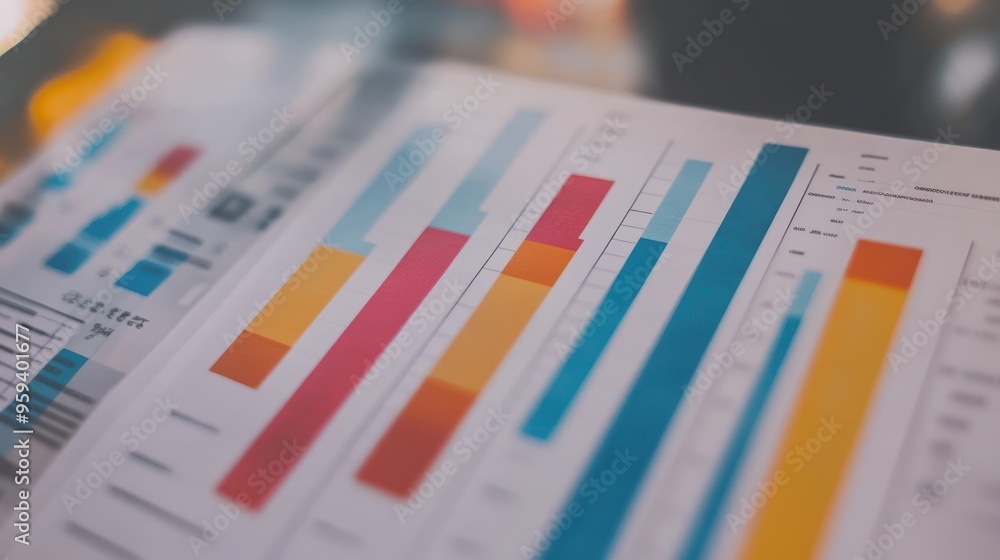 Poster colorful bar graph business report data analysis chart
