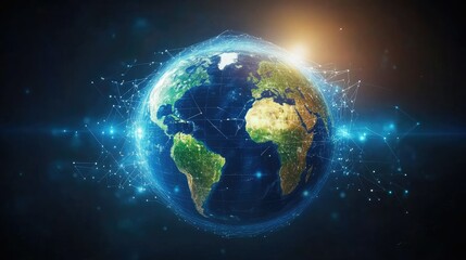 Planet Earth with a world map background, representing international business connections