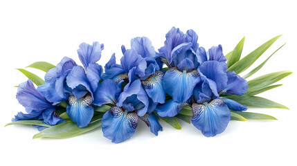 Naklejka premium Blue Iris Flowers Bouquet Isolated on White Background