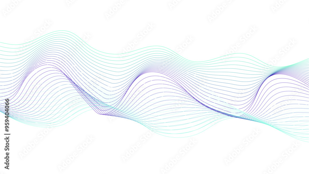 Poster abstract blue and purple flowing wave lines on white background. abstract colorful flowing wave line