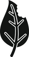 Simple icon of a black leaf with a bite taken out of it