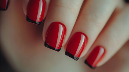 Red and Black Nail Polish Design