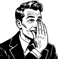 vintage look of man whispering 