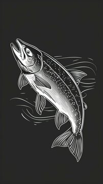 jumping fish black and white clip art preview
