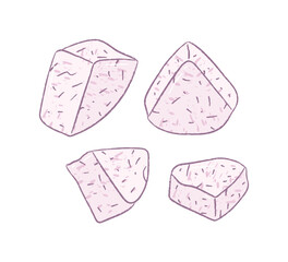 Chopped raw purple taro cubes 