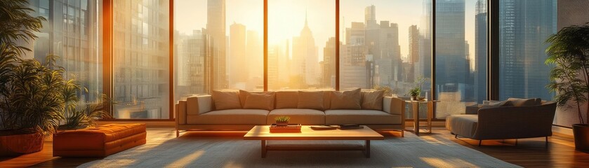 Elegant minimalistic living space with a luxurious feel