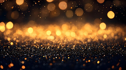 Gold Glitter Background with Bokeh Lights