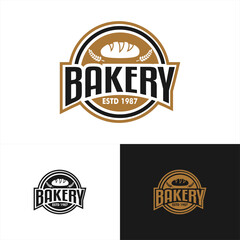 Bakery bread pastry logo design Vintage Retro Logo Badges, sticker And Labels template white background 
