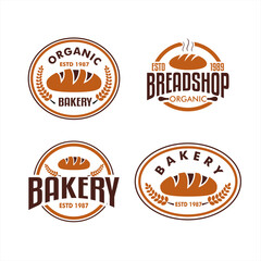 Bakery bread pastry logo design Vintage Retro Logo Badges, sticker And Labels template white background 
