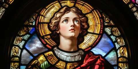 stained glass window of a saint  © raneso