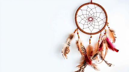 A Dreamcatcher Adorned with Feathers and Beads