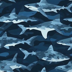 Obraz premium seamless pattern of sharks in camouflage