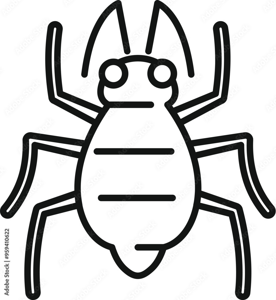 Poster big bug with six legs crawling icon in simple style isolated on white background